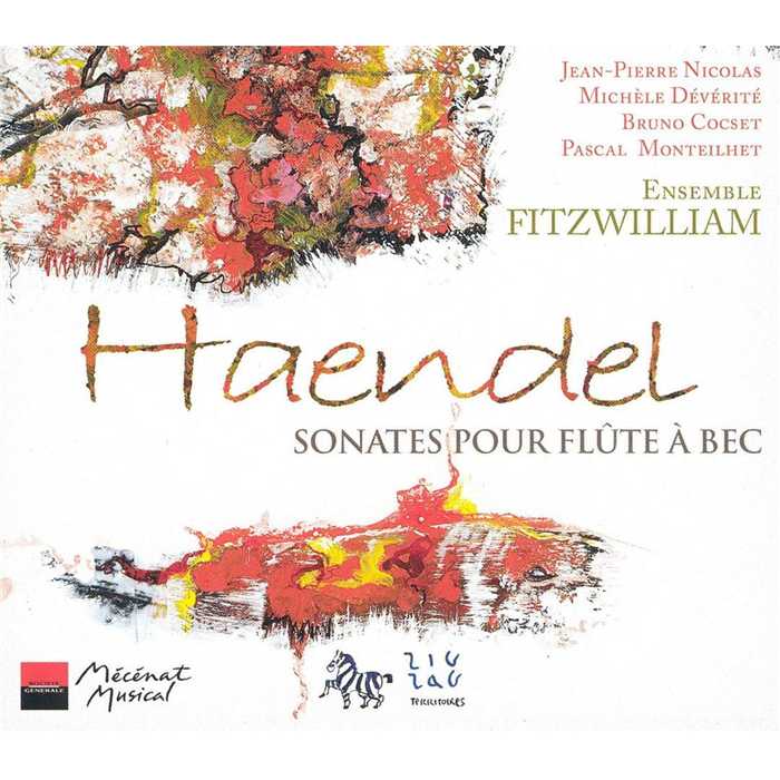 Couverture d'un CD de sonates pour flûte à bec de Haendel, incluant la Sarabande